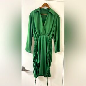 Elegant Green Satin Dress Zara size s